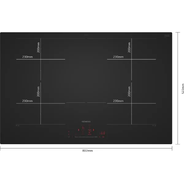 Siemens EX81AHYC1E Induction hob in matt black_dimensions
