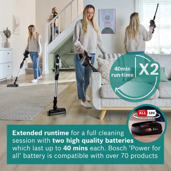 Bosch BCS712BGB Cordless vacuum cleaner Unlimited 7 Black_time