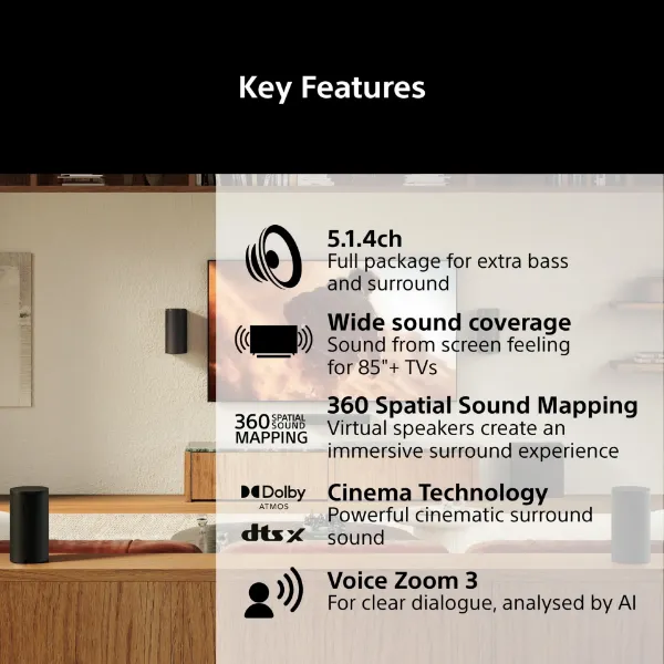 Sony BRAVIA 5.1ch - 7.1chBRAVIA Theatre Trio Surround Sound by Dolby Atmos - Black_features